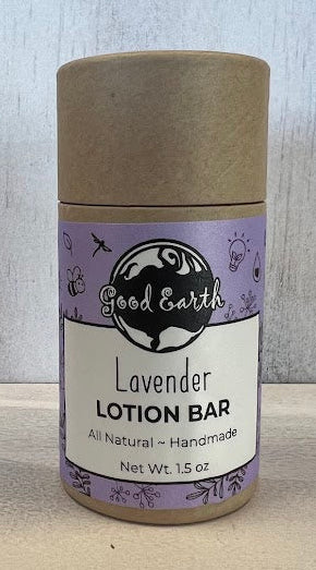 Lavender lotion bar in an eco-friendly container.